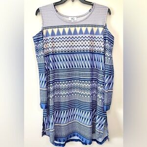 Blue Tribal Cold Shoulder Tunic